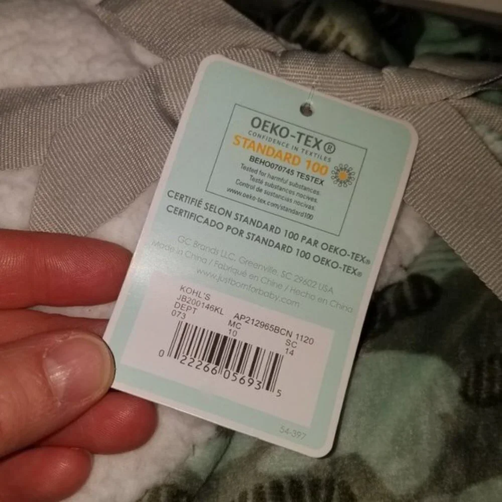 NWT Just Born Green Camouflage Baby Blanket Lovey White Sherpa SOFT 30x40